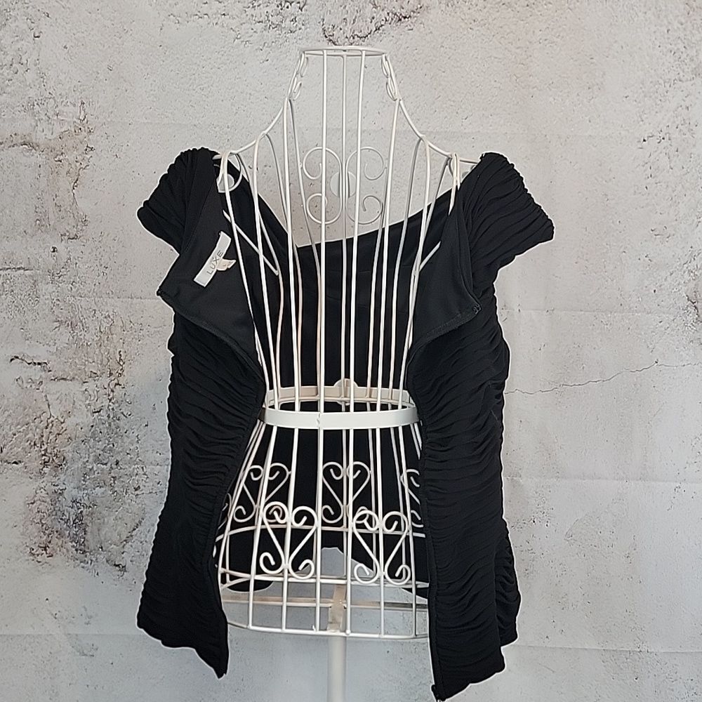 Cache Luxe Elegant Black Women's Special Occasion Top Size L - Picture 8 of 12
